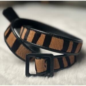 Abbé Creations Vintage Calf Hair and Leather Tiger Belt